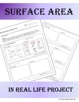 Preview of Surface Area in Real Life Project