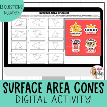 Preview of Surface Area of Cones Digital Activity