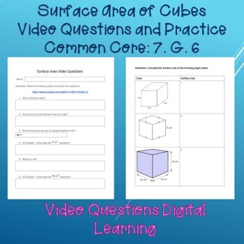 Preview of Surface Area of Cubes Video Questions and Practice-Digital Learning
