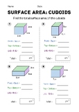 Surface Area of Cuboids Worksheet.