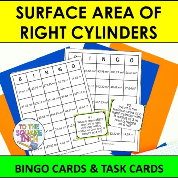 Preview of Surface Area of Right Cylinders Bingo Game | Task Cards | Whole Class Activity