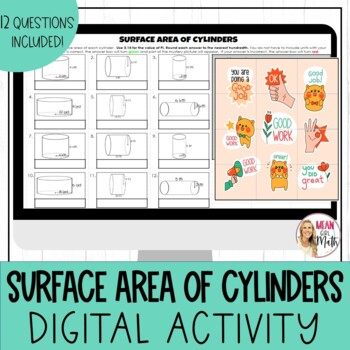 Preview of Surface Area of Cylinders Digital Activity
