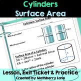 Surface Area of Cylinders Lesson Exit Ticket Practice Work