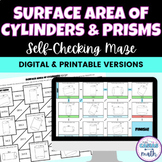 Surface Area of Cylinders Maze - Digital Activity & Worksheet