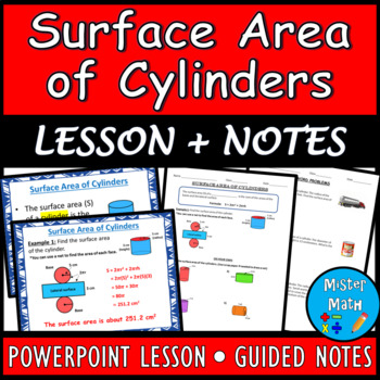 Preview of Surface Area of Cylinders PPT & Guided Notes BUNDLE