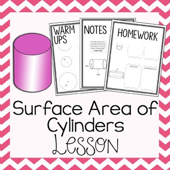 Preview of Surface Area of Cylinders~ Warm Up, Notes, & Homework