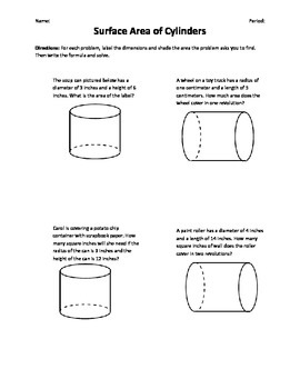 Preview of Surface Area of Cylinders Word Problems