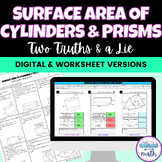 Surface Area of Cylinders and Prisms Digital Activity and 