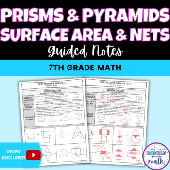 Preview of Surface Area of Nets Intro Prisms and Pyramids Guided Notes Lesson