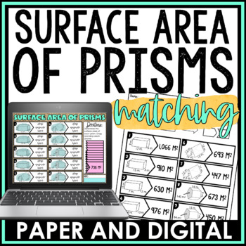 Surface Area of Prisms Activity | Matching by Jessica Barnett Math