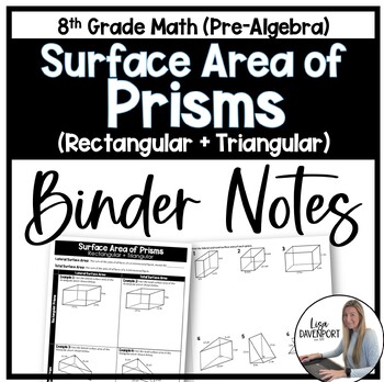 Surface Area of Prisms Binder Notes - 8th Grade Math (Pre Algebra)