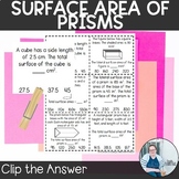 Surface Area of Prisms Clip the Answer TEKS 8.7B Math Game