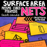 Surface Area of Prisms, Cubes, & Pyramids Using Nets Task Cards