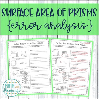 Preview of Surface Area of Prisms Error Analysis