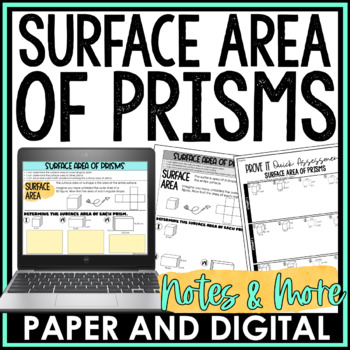 Preview of Surface Area of Prisms Guided Notes Homework Warm Ups Exit Tickets
