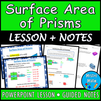 Preview of Surface Area of Prisms PPT & Guided Notes BUNDLE