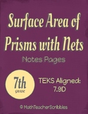 Surface Area of Prisms Using Nets - Note Pages