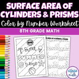 Surface Area of Prisms and Cylinders Summer Coloring Worksheet