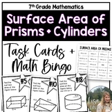 Surface Area of Prisms and Cylinders Task Cards and Bingo