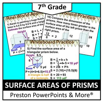 Preview of (7th) Surface Areas of Prisms in a PowerPoint Presentation