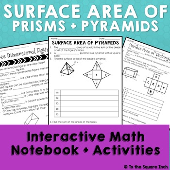 Preview of Surface Area of Prisms and Pyramids Interactive Notebook | Notes & Activities