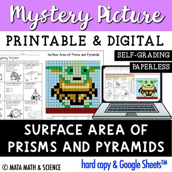 Preview of Surface Area of Prisms and Pyramids: Math Mystery Picture