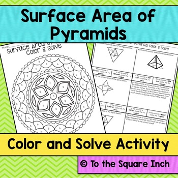 Preview of Surface Area of Pyramids Color by Number Math Activity