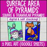 Surface Area of Pyramids Digital Pixel Art | 3D Nets | Squ