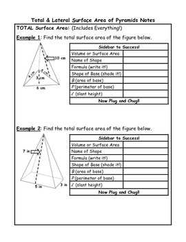 Preview of Surface Area of Pyramids Guided Notes