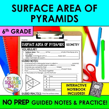 Preview of Surface Area of Pyramids Notes & Practice | + Interactive Notebook Pages