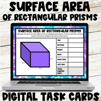 Preview of Surface Area of Rectangular Prisms Digital Task Cards Google Slides
