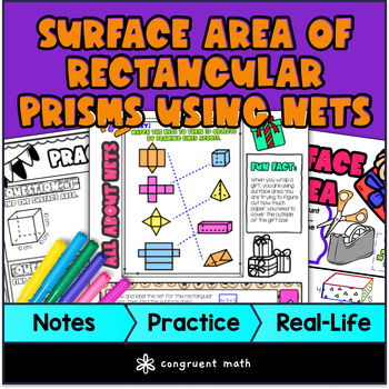 Preview of Surface Area of Rectangular Prisms Guided Notes | 3D Shape Nets