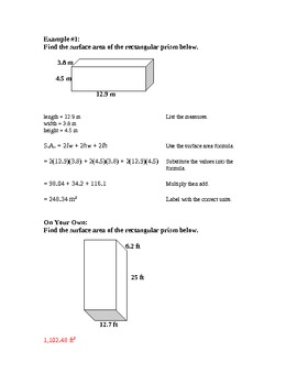 lesson 8 homework practice surface area of rectangular prisms