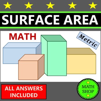 Preview of Surface Area of Rectangular Prisms Metric System 7th Grade Math Geometry
