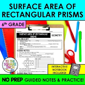 Preview of Surface Area of Rectangular Prisms Notes & Practice
