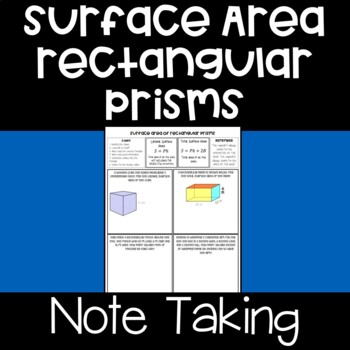 Preview of Surface Area of Rectangular Prisms - Notes