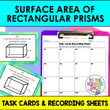 Preview of Surface Area of Rectangular Prisms Task Cards | Math Center Practice Activity