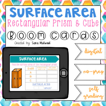 Preview of Surface Area of Rectangular Prisms and Cubes Boom Cards | Distance Learning