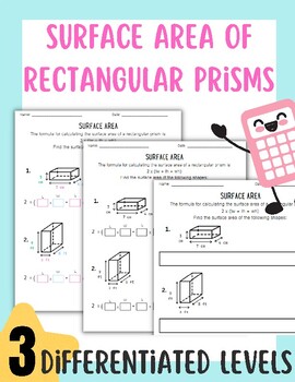 Preview of Surface Area of Rectangular Prisms | Differentiated Worksheets