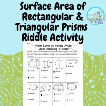 Surface Area of Rectangular & Triangular Prisms Riddle Activity | TPT