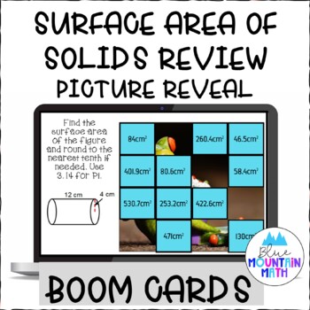 Preview of Surface Area  of Solids Review Picture Reveal Boom Cards--Digital Task Cards