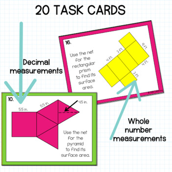 Surface Area of Solids Using Nets Task Cards by Hello Learning | TpT