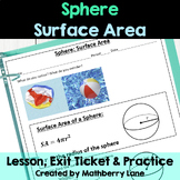 Surface Area of Spheres Lesson Exit Ticket Practice Worksh