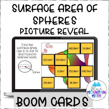 Preview of Surface Area  of Spheres  Picture Reveal Boom Cards--Digital Task Cards