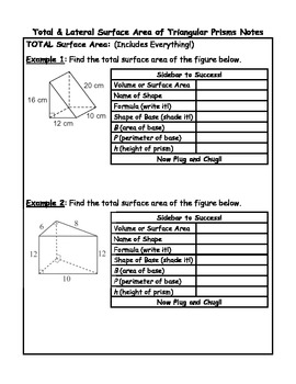 Preview of Surface Area of Triangular Prisms Guided Notes Plus Critical Writing
