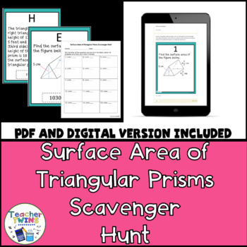 Surface Area of Triangular Prisms Scavenger Hunt by Teacher Twins