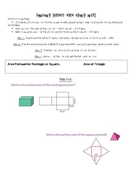Preview of Surface Area using Nets Notes and Practice