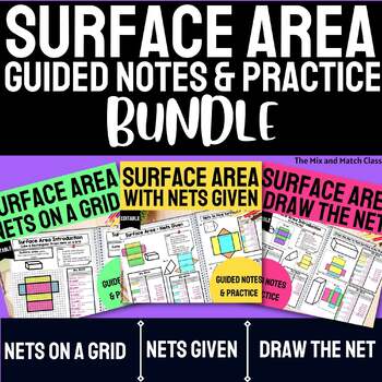 Preview of Surface Area Notes |Surface Area Nets | Surface Area Practice | BUNDLE