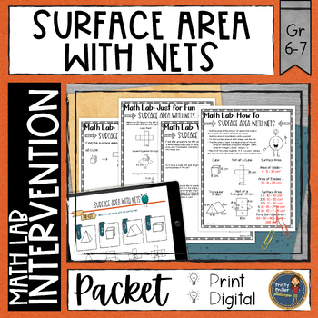 Preview of Surface Area with Nets Math Lab - Math Intervention - Sub Plans