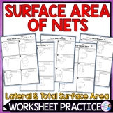 Surface Area of Prisms and Pyramids Worksheet Practice | Surface Area of Nets